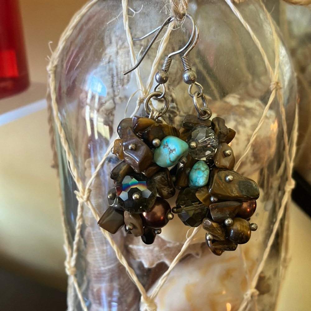 Dangle turquoise stone earrings